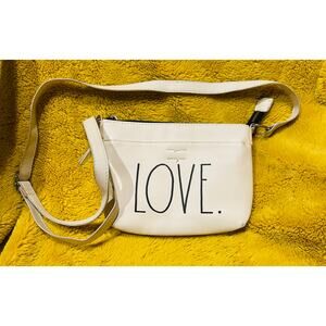 Rae Dunn Off-white LOVE Cross Body Purse Should Handbag Small 8.25" x 5.75"